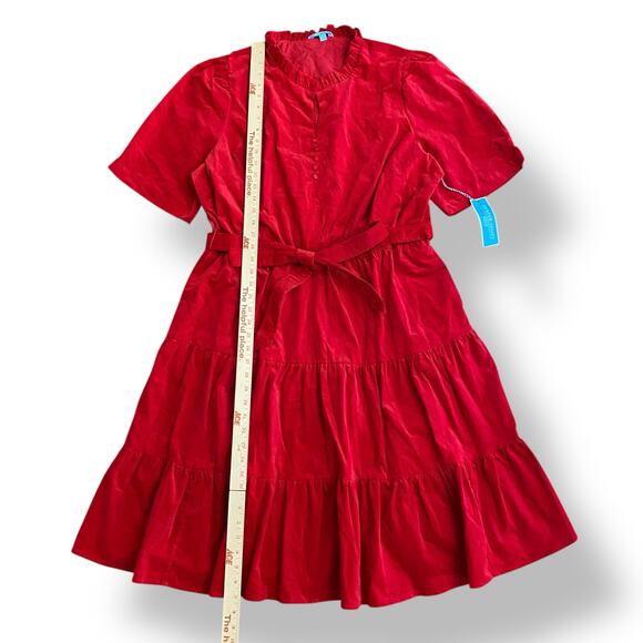 Draper James RSVP NWT Corduroy Ruffle Puff Sleeve Dress Womens Size 1X Red - Picture 4 of 9